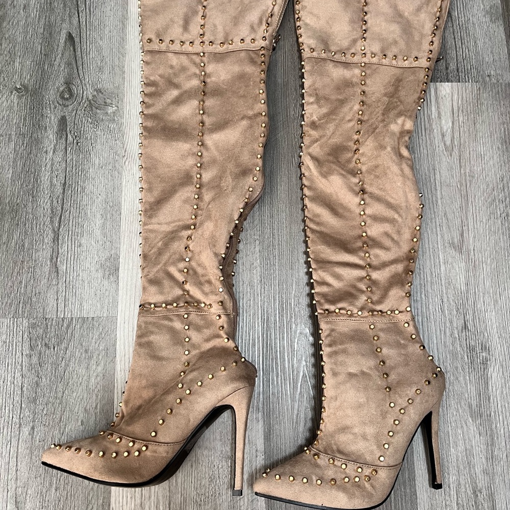 LUXETOKILL Thigh High Studded Boots